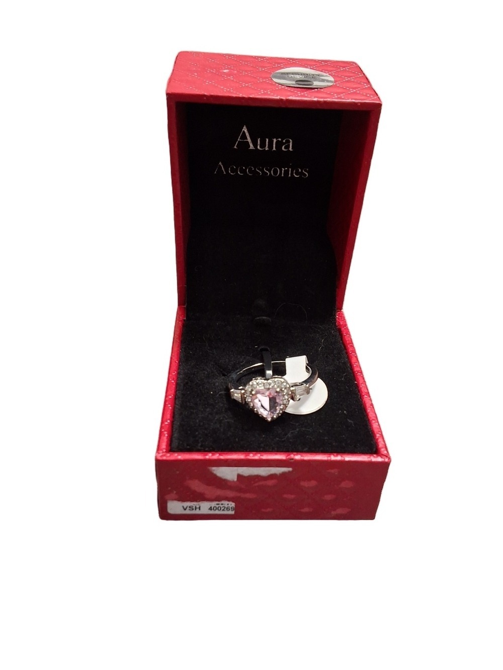 Pink Heart Rhinestone Statement Ring Size 9 NWT Costume Jewelry - Picture 3 of 6